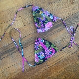 Victoria's Secret Floral Bikini Top with Pink and Green